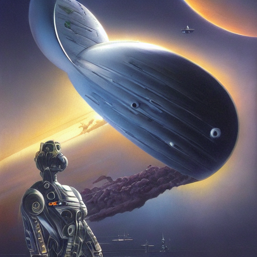 Stable Diffusion a sci-fi scene by jim burns